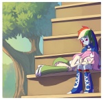 2013 arthropod bleachers blue_shirt blue_skin butterfly clothing duo equestria_girls eyes_closed female fluttershy_(eg) friends green_skirt hair hand_on_thigh head_in_lap heels human humanized insect knee_socks laced_boots leg_warmer looking_down lying multi-colored_hair my_little_pony outside pink_eyes pink_hair purple_eyes raikoh-illust rainbow_dash_(eg) rainbow_hair ruffles shoes sitting sleeping stairs surprise touching_hair tree white_shirt white_skin wristband
Rating: Safe
Score: 1
User: 2DUK
Date: August 14, 2013