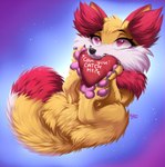 cheek_tuft chibi facial_tuft female feral fluffy fluffy_chest fluffy_ears fluffy_tail heart_eyes heart_symbol holidays neck_tuft pawpads paws raised_paw solo tail tuft valentine's_day_card mohitopaw nintendo pokemon valentine's_day fan_character fennekin generation_6_pokemon pokemon_(species) hi_res