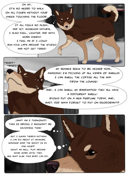 after_transformation asian brown_body brown_fur female feral forced fur group idol_group japanese red_ribbon serum solo species_transformation text transformation chuchumeco canid canine canis domestic_dog human mammal shiba_inu spitz absurd_res comic english_text hi_res