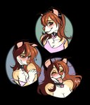 anthro breasts brown_eyes brown_hair clothed clothing collar eyebrows eyelashes female hair smile solo ei-ka danika_(wolflady) canid canine canis domestic_dog mammal 2021 alpha_channel digital_media_(artwork)