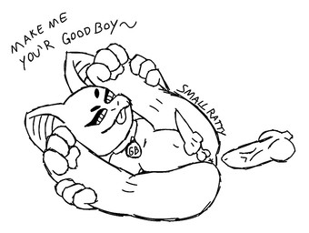 anthro bat_ears bat_nose bedroom_eyes big_penis collar duo femboy flexible genitals good_boy male male/male narrowed_eyes paws penis pose seductive seductive_mouth sex sex_toy silly_face simple_background tongue small_ratty bat mammal black_and_white monochrome
