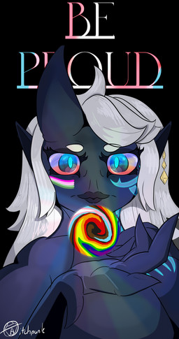 anthro blue_body female gynosexual_pride_colors hair horn lgbt_pride polyamory_pride_colors pride_colors simple_background solo transgender_pride_colors white_hair vvitchpunk lgbt_pride_month palworld pocketpair vitch_valera felbat 135:256 hi_res