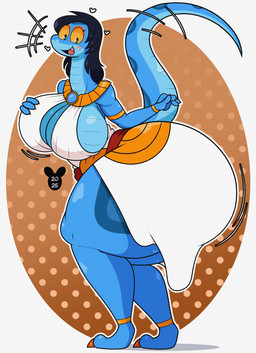 4_fingers anthro big_breasts big_butt biped black_hair blue_breasts blue_eyes blue_tail blush blush_lines breasts butt clothed clothing eyelashes female fingers hair hand_on_breast heart_symbol huge_breasts huge_butt huge_hips huge_thighs long_tail motion_lines non-mammal_breasts open_mouth open_smile scales sharp_teeth smile solo standing tail teeth thick_thighs tongue ventral_scales white_heart wide_hips yellow_sclera luanctoons shanon_(luanctoons) reptile scalie snake 2025 absurd_res hi_res