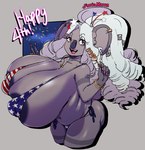 anthro areola big_breasts bikini breasts clothing female holidays huge_breasts mature_female slightly_chubby solo swimwear two-piece_swimsuit rastacakez 4th_of_july rasta_(rastacakez) koala mammal marsupial vombatiform hi_res