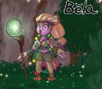 anthro beak big_breasts blonde_hair breasts cleavage clothed clothing detailed_background druid fantasy fantasy_clothing fantasy_world feathers female forest green_body green_feathers hair long_hair magic magic_user magic_wand nipple_outline nipples non-mammal_breasts non-mammal_nipples pink_eyes plant short_stack solo thick_thighs tree tribal_spellcaster wide_hips cosmonaut bela_(cosmonaut) avian bird 2022