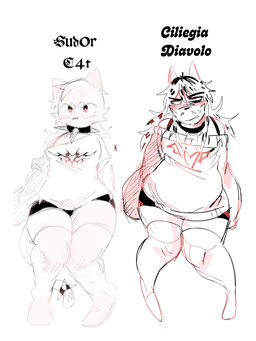 accessory anthro bottomwear clothing collar collar_tag femboy furgonomics hair half-closed_eyes legwear long_hair male narrowed_eyes shorts slightly_chubby slightly_chubby_anthro slightly_chubby_male solo spiked_collar spiked_tailband spikes stockings stubble sweater tail tail_accessory tailband thick_thighs topwear wide_eyed wide_hips gat0pussy24 cherry_(gat0pussy24) domestic_cat felid feline felis mammal 3:4 hi_res nonbinary_(lore)