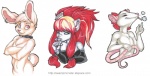 alternative_fashion anthro cigarette collar ear_piercing female glamfur group hair long_hair male piercing red_hair scene_(fashion) simple_background smoke tail tongue white_background zeriara alvcard lagomorph leporid mammal murid murine rabbit rat rodent alice_(disambiguation)