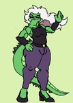 ambiguous_gender anthro big_tighs bottomwear clothing denim denim_bottomwear denim_clothing femboy footwear high_heels jeans pants shoes solo tight_clothing tongue tongue_out apolonoise larry_(apolonoise) crocodile crocodilian reptile scalie