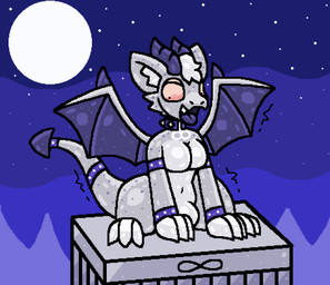 anthro blush blush_lines breasts collar full_moon gynomorph horn immobilization implied_permanent implied_transformation infinity_symbol intersex latex membrane_(anatomy) membranous_wings moon mouth_held_open night null_bulge open_mouth outside permanent permanent_bondage plinth shaking sitting solo spade_tail spiked_collar spikes star straps stuck symbol tail tremble_spikes trembling wings squeakitties rubbermon gargoyle hi_res trans_(lore) trans_woman_(lore)