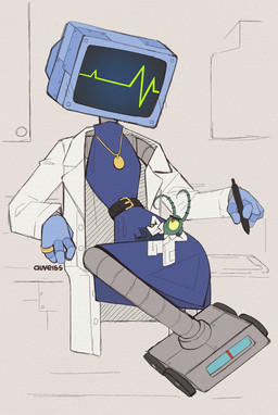 1_eye 2_antennae antennae_(anatomy) anthro belt belt_buckle biped black_belt black_eyebrows black_wheel blue_bottomwear blue_clothing blue_dress blue_hands blue_head blue_pants blue_screen blue_topwear blue_vest blush blush_lines bottomwear buckle canon_couple closed_smile clothed clothed_female clothed_humanoid clothing coat crt digit_ring dress duo extreme_size_difference eyebrows female female_humanoid finger_ring for_a_head front_view green_antennae green_body halter_top holding_object holding_pen husband husband_and_wife jacket jewelry lab_coat larger_female larger_humanoid locket looking_at_another looking_up looking_up_at_partner lying machine male male/female male_anthro married_couple micro mouth_closed necklace no_pupils on_lap open_clothing open_jacket open_lab_coat open_topwear pants pen pockets red_eyes ring rivets screen screen_face simple_background sitting size_difference sleeveless_dress smaller_anthro smaller_male smile suit text topwear vest waveform wedding_ring wheel wheel_feet white_clothing white_coat white_lab_coat white_topwear wife yellow_buckle yellow_jewelry yellow_necklace yellow_ring auveiss nickelodeon spongebob_squarepants spongebob_squarepants_(series) karen_plankton sheldon_j._plankton arthropod copepod crustacean humanoid marine maxillopod object_head plankton_(species) robot screen_head 2025 artist_name digital_drawing_(artwork) digital_media_(artwork) english_description flat_colors full-length_portrait hatching_(art) hi_res portrait shaded signature
