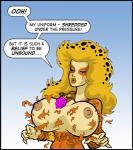 animal_humanoid big_breasts blonde_hair breast_expansion breasts calibos cat_humanoid cheetah cheetara clothed clothing dialogue english_text expansion felid felid_humanoid feline feline_humanoid female fur hair huge_breasts humanoid mammal mammal_humanoid markings nipples open_mouth simple_background smile solo spots spotted_body spotted_fur spotted_hair text thundercats