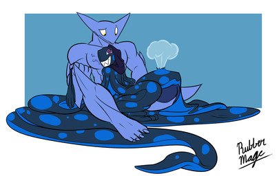 after_sex anthro big_breasts big_penis big_tail biped breasts curvy_figure deflated deflation dialogue duo erection female genitals happy huge_penis huge_tail hyper hyper_genitalia hyper_penis hyper_tail looking_pleasured male male/female muscular muscular_anthro muscular_male non-mammal_breasts penis sharp_teeth sitting sitting_on_ground spiral spiral_eyes tail teeth worried_look rubbermage astrid_(rubbermage) boris_(theboris) alien amphibian living_latex salamander hi_res