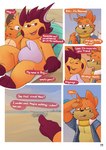 absurd_res anthro beach beach_chair bodily_fluids buizel clothed clothing comic comic_panel crotch_tuft duo generation_1_pokemon generation_4_pokemon gralicbutter hi_res male male/male nintendo omic pokemon pokemon_(species) raichu roy_(raichu) sea seaside sky sunset sweat tuft water