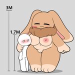 3_toes 4_fingers :3 anthro areola big_breasts big_ears blush blush_stickers breasts brown_body brown_ears brown_fur duo eyes_closed face_on_breast feet female female_anthro fingers front_view fur genitals gloves_(marking) half-closed_eyes hand_around_neck happy larger_anthro larger_female leg_markings male male_human markings multicolored_body multicolored_ears multicolored_fur narrowed_eyes navel neck_tuft nipple_dip nipples nude nude_anthro nude_female nude_human nude_male pink_areola pink_inner_ear pink_nipples pussy simple_background size_difference smaller_human smaller_male smile socks_(marking) standing tan_body tan_ears tan_fur toes tuft white_body white_eyes tonytoran monster_bunny_(tonytoran) human lagomorph leporid mammal rabbit 1:1 2024 absurd_res digital_media_(artwork) hi_res