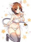 2017 accessory animal_humanoid bell bell_collar blush bra breasts brown_eyes brown_hair cat_ear_panties cat_humanoid cat_keyhole_bra cat_lingerie cleavage cleavage_cutout clothed clothing collar cutout felid felid_humanoid feline feline_humanoid female furgonomics girls_und_panzer hair hi_res humanoid ikomochi inner_ear_fluff keyhole_bra keyhole_clothing keyhole_underwear lingerie mammal mammal_humanoid navel nishizumi_miho panties paw_pose pose side-tie_panties solo tail tail_accessory tail_bell tuft underwear underwear_only