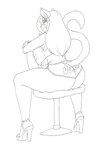 anthro big_breasts big_butt breasts butt chair clothed clothing ear_piercing female footwear furniture high_heels huge_breasts looking_at_viewer piercing platform_footwear platform_heels shoes solo thick_thighs under_boob krocialblack krocial_(krocialblack) domestic_cat felid feline felis mammal hi_res