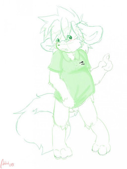 3_toes anthro biped blush bottomless clothed clothing eyewear feet flaccid fluffy fluffy_tail foreskin genitals glasses green_clothing green_shirt green_topwear hair humanoid_genitalia humanoid_penis long_foreskin looking_at_viewer male overweight overweight_anthro overweight_male penis pince-nez pokemorph shirt simple_background slightly_chubby solo standing t-shirt tail toes topwear unretracted_foreskin white_background year young young_anthro tbid nintendo pokemon eeveelution generation_1_pokemon jolteon pokemon_(species) 2008 hi_res signature sketch source_request