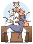 anthro biped breasts eyelashes featureless_breasts female fur group harem human_on_anthro interspecies looking_at_viewer male male/female nude pupils smile thick_thighs jhenightfox domestic_cat felid feline felis human mammal 2024 hi_res