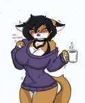 anthro big_breasts blush breasts choker clothing female jewelry necklace small_waist solo sweater tomboy topwear wide_hipped_female wide_hips pace-maker fan_character maxine_boulevard canid canine canis fox mammal hi_res