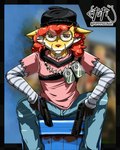 absurd_res activision anthro bottomwear call_of_duty canid canine clothed clothing cloud_nine_(fortnite) cosplay crate crossover crossover_cosplay cutoffs delphox denim denim_bottomwear denim_clothing digital_media_(artwork) epic_games eyewear fortnite fox fur generation_6_pokemon glasses gun hair hat headgear headwear hi_res holding_gun holding_object holding_ranged_weapon holding_weapon inner_ear_fluff jeans looking_at_viewer male mammal meow_skulls nintendo pants pink_clothing pink_shirt pink_topwear pokemon pokemon_(species) puppypigeon ranged_weapon shirt shorts simple_background slim_female smile solo thin_calves thin_legs thin_thighs topwear trapixen tuft weapon yellow_body yellow_fur