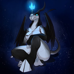anthro balls big_balls big_breasts black_balls black_sclera blue_eyes blue_fire breasts clothed clothing cloven_hooves colored_fire crown feathered_wings feathers fire fur genitals grey_body grey_fur gynomorph headgear hooves horn intersex long_horn long_neck looking_at_viewer nipple_outline nipple_piercing nipples occult_symbol partially_clothed pentagram piercing saggy_balls solo spade_tail symbol tail tiara wings keadanger bapho_(keadanger) bovid caprine caprine_demon demon goat goat_demon mammal 1:1 2025 absurd_res hi_res