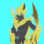 anthro areola black_areola black_body black_nipples breasts female looking_at_viewer medium_breasts multicolored_body nipples solo yellow_body one_01 nintendo pokemon warfare_machine warfare_zeraora felid feline generation_7_pokemon legendary_pokemon mammal pokemon_(species) zeraora 1:1 3d_(artwork) absurd_res digital_media_(artwork) hi_res