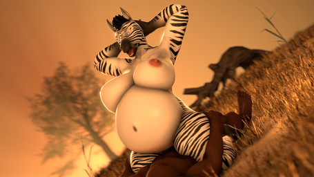 ambiguous_penetration anthro anthro_penetrated areola big_breasts blue_eyes breasts brown_body brown_skin cowgirl_position duo female female_anthro female_on_top female_penetrated from_front_position fur grass hands_behind_head huge_breasts human_on_anthro human_penetrating human_penetrating_anthro interspecies interspecies_pregnancy lying male male/female male_penetrating male_penetrating_female mohawk navel nipples nude on_bottom on_grass on_ground on_top open_mouth outside_sex penetration pink_areola pink_nipples plant pregnant pregnant_anthro pregnant_female pregnant_sex savanna sex striped_body striped_fur stripes thick_thighs tree white_body white_fur nofurynomad petruz_(modeler) petruz_(copyright) horse_(petruz) equid equine human mammal zebra 16:9 2026 3d_(artwork) digital_media_(artwork) hi_res source_filmmaker_(artwork) widescreen