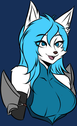 anthro armor blue_clothing blue_dress blue_eyes clothing dress female front_view grin happy magic_user markings robe royalty smile solo tattoo snowiefeather thermia_(character) canid canine canis fox hybrid mammal wolf alpha_channel