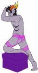 accessory clothing garter horn lingerie male solo conditional_dnp wolftacos homestuck ms_paint_adventures cronus_ampora alien alien_humanoid horned_humanoid humanoid troll_(homestuck) digital_drawing_(artwork) digital_media_(artwork) hi_res