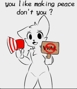 ambiguous_gender anthro chest_tuft dialogue fur head_tuft holding_object holding_sign loudspeaker open_mouth politics protest protest_sign protester sign simple_background solo talking_to_viewer text tuft white_background white_body white_fur unknown_artist boy_kisser_(meme) silly_cat_(mauzymice) domestic_cat felid feline felis mammal digital_drawing_(artwork) digital_media_(artwork) english_text meme
