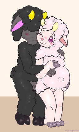 2_horns anthro belly big_belly biped black_body black_fur breasts casual_nudity closed_smile cloven_hooves duo eyebrows female flaccid fur genitals hair hair_over_eyes hoof_hands hooves horizontal_pupils horn humanoid_genitalia humanoid_penis humanoid_vulva inbreeding male male/female mouth_closed navel nude nuzzling one_eye_closed penis pregnant pupils simple_background small_breasts smile standing underage_pregnancy unguligrade vulva wool_(fur) wool_hair young young_anthro young_female young_male young_on_young maverick bovid caprine mammal sheep 2026 3:5 hi_res brother_(lore) brother_and_sister_(lore) incest_(lore) sibling_(lore) sister_(lore)