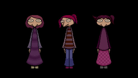 ambiguous_gender anthro beak bicycle bodily_fluids bottomwear brown_hair candle chasing clothed clothing detailed_background dress female footwear group hair igloo inside knife looking_around male outside pants purple_eyes red_eyes red_hair running scared sewer shirt shoes simple_background skirt snot snow sweater tongue tongue_out topwear under_covers vehicle walking gobou lady_stalker_(game) yume_nikki madotsuki animal_humanoid avian cat_humanoid domestic_cat felid felid_humanoid feline feline_humanoid felis ghost human humanoid mammal mammal_humanoid spirit toriningen unknown_species 16:9 animated character_request hi_res high_framerate long_playtime sound video widescreen
