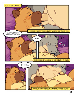 69_position anthro balls bed bedroom belly blush brown_body brown_fur dialogue duo erection fellatio first_person_view fur furniture genitals heart_symbol humanoid_genitalia humanoid_penis inside looking_pleasured lying male male/male male_penetrated male_penetrating male_penetrating_male male_pov moobs navel nipples nude on_bed open_mouth oral overweight overweight_anthro overweight_male penetration penile penis penis_in_mouth sex text tongue conditional_dnp mabit gabe_(mabit) manny_(mabit) capybara caviid common_hippopotamus hippopotamid mammal rodent 2026 comic digital_media_(artwork) english_text hi_res pixel_(artwork)
