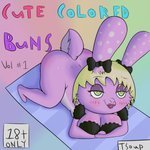 1:1 big_breasts big_butt blush breasts butt clothed clothing eyeshadow female feral fur lagomorph leporid lipstick looking_away lying makeup mammal on_front outside partially_clothed pink_body pink_fur rabbit raised_tail ribbons signature solo tail thick_thighs trippybunny