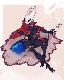 2_toes anthro arthropod_abdomen athletic athletic_anthro athletic_female beads belt big_breasts biped breasts cape cape_only cloak clothing dart egg_sac feet female hand_on_hip holding_object holding_weapon horn hornet's_needle mostly_nude navel nipples non-mammal_breasts non-mammal_navel non-mammal_nipples prayer_beads rosary segmented_body simple_background small_waist solo tactical_gear toes weapon wide_hips dragoumare hollow_knight:_silksong hollow_knight_(franchise) team_cherry hornet_(hollow_knight) animal_humanoid arthropod arthropod_humanoid humanoid 4:5 hi_res