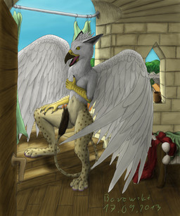 anthro beak breasts covering covering_breasts day detailed_background embarrassed feathered_wings feathers female first_person_view genitals looking_at_viewer navel nude screaming shocked solo vulva wings shirukan mythology avian gryphon mythological_avian mythological_creature 2013 5:6 dated digital_media_(artwork) digital_painting_(artwork) hi_res painting_(artwork) signature