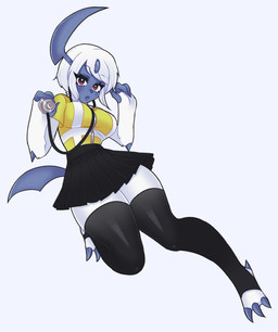 anthro bottomwear breasts clothing female medical_instrument paramedic scientific_instrument skirt solo stethoscope thick_thighs uniform nejo_nejo nintendo pokemon desiree_west_(faelocke) absol generation_3_pokemon pokemon_(species) absurd_res hi_res