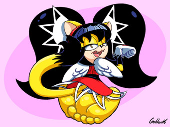 5_toes accessory anthro barefoot black_hair clothing dress fangs feet female foot_fetish foot_focus fur gloves hair handwear headband humanoid_feet looking_at_viewer looking_back pigtails plantigrade raised_hand red_clothing red_dress simple_background sitting soles solo tail teasing teasing_viewer teasing_with_feet teeth toes wings yellow_body yellow_eyes yellow_fur goldent5 sega sonic_the_fighters sonic_the_hedgehog_(series) honey_the_cat felid feline mammal hi_res