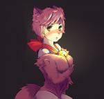 anthro bell biped female fur hair heart_symbol looking_at_viewer scarf simple_background solo standing yellow_eyes senz chiffon nia_(senz) felid mammal 2015 absurd_res artist_collaboration hi_res