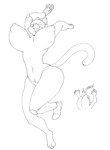 anthro big_breasts bouncing_breasts breasts breasts_against_own_face cheering clothed clothing cybernetics female happy joyful jumping khira(scorchcloud) machine nipples puffy_nipples smack_(sound_effect) solo topless leafylemsqweez scorchcloud calico_cat cyborg domestic_cat felid feline felis mammal monochrome sketch