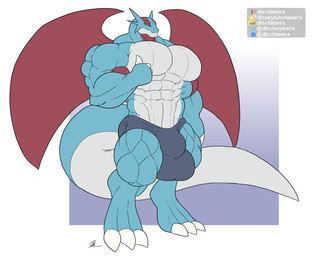 abs anthro balls biceps big_balls big_muscles big_pecs big_tail bulge digitigrade genitals gesture hand_gesture huge_balls hyper hyper_balls hyper_genitalia looking_at_viewer male muscular muscular_anthro muscular_arms muscular_legs muscular_male muscular_thighs navel pecs solo tail thick_neck thick_tail thumbs_up conditional_dnp dischimera nintendo pokemon generation_3_pokemon pokemon_(species) salamence