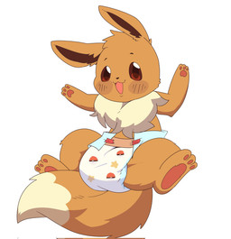 3_fingers 3_toes ambiguous_gender anthro black_nose blush blush_lines brown_body brown_ears brown_fur brown_inner_ear brown_tail clean_diaper clothed clothing diaper diaper_only dipstick_tail feet fingers fur markings multicolored_body multicolored_fur open_mouth open_smile pattern_diaper pawpads pokeball_print red_pawpads simple_background smile solo tail tail_markings tan_body tan_fur tan_tail tan_tail_tip three-quarter_view toes topless two_tone_body two_tone_fur two_tone_tail wearing_diaper white_background coopitchu nintendo pokemon eevee generation_1_pokemon pokemon_(species) full-length_portrait hi_res portrait