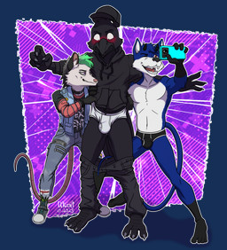 anthro assisted_exposure assisted_undressing beak black_body black_clothing black_underwear blush bottomwear bottomwear_down briefs bulge cellphone clothed clothing electronics feathers feet footwear fur group hair hat headgear headwear holding_cellphone holding_object holding_phone holding_smartphone hoodie jacket male male/male narrowed_eyes one_eye_closed open_beak open_mouth pants pants_down partially_clothed phone red_eyes seductive selfie shirt shoes simple_background smartphone smile spade_tail standing tail tail_feathers taking_picture taking_selfie toes topless topless_anthro topless_male topwear trio underwear underwear_only undressing wink ukent numou_the_impfox american_opossum avian bird canid canine corvid corvus_(genus) crow demon fox imp mammal marsupial oscine passerine alpha_channel digital_media_(artwork) hi_res