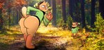 anthro big_butt butt clothed clothing curvy_figure duo erection erection_under_clothing exposed_butt femboy forest imminent_sex male male/male paws plant presenting presenting_hindquarters selfcest square_crossover stare surprise teasing thick_thighs tree kodota macamo fluffernutter_(jackademia) mammal hi_res