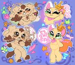 anthro anthrofied blush bone crown duo eyelashes female floppy_ears flower fluffy footprint headgear pawprint paws plant smile tail jamsuteki hasbro littlest_pet_shop lps_575 lps_626 canid canine canis domestic_cat domestic_dog felid feline felis mammal hi_res