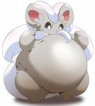 belly big_belly chinchira_(pixiv13404505) cinccino generation_5_pokemon nintendo obese overweight pokemon pokemon_(species) solo standing