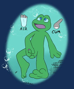 anthro asphyxiation blush cum_meter drowning foreskin genitals humanoid_genitalia male masturbation penis solo underwater water tribaldragon frogger_(character) amphibian absurd_res alpha_channel hi_res
