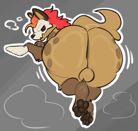 anthro backsack balls big_butt bone bone_mask butt genitals huge_butt male mask pawpads skull skull_mask solo ridge_(artist) rivals_of_aether forsburn hyena mammal hi_res