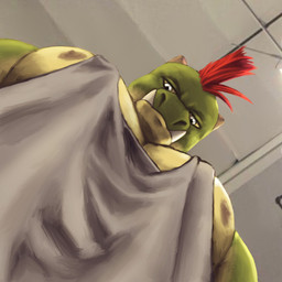 male solo mamaubear pec_pov_meme nemu_(mamaubear) humanoid hybrid lizard orc reptile scalie 1:1 hi_res meme tagme
