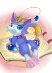 anus anus_only blue_body blue_fur book featureless_crotch female feral fish_in_mouth fur raised_tail solo tail tail_anus ame_kitsune hsh91100 league_of_legends riot_games tencent yuumi_(lol) domestic_cat felid feline felis fish mammal marine absurd_res hi_res